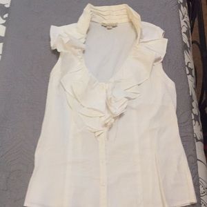 Ruffle sleeveless button down